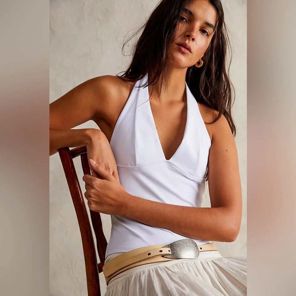 NWT Free People Have It All Halter Top in white